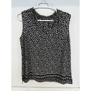 NWOT Talbots Black & White Leaf Print Sleeveless Blouse Size Medium